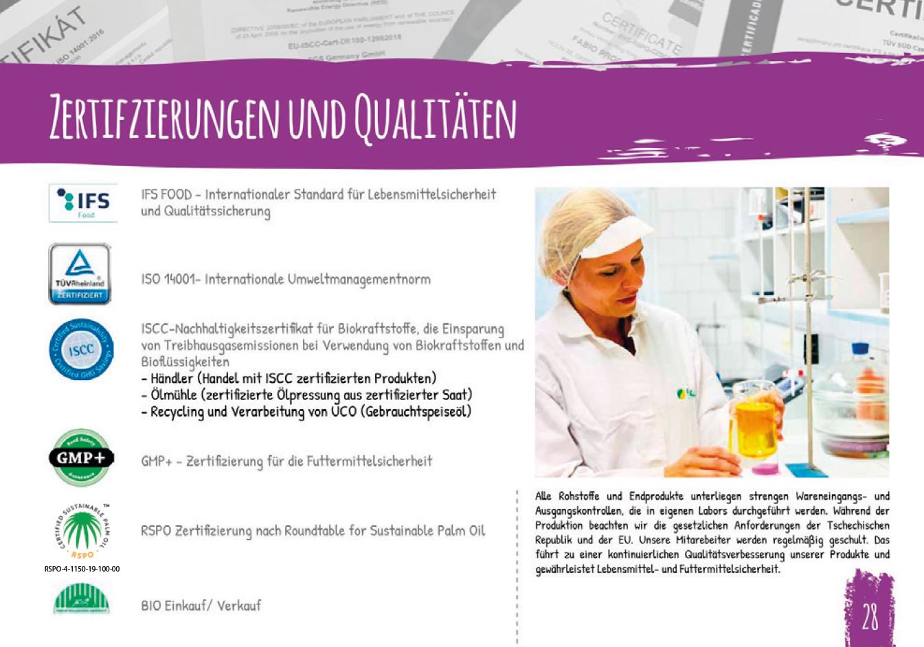 Zertifikate und Auszeichnungen der Ölhersteller