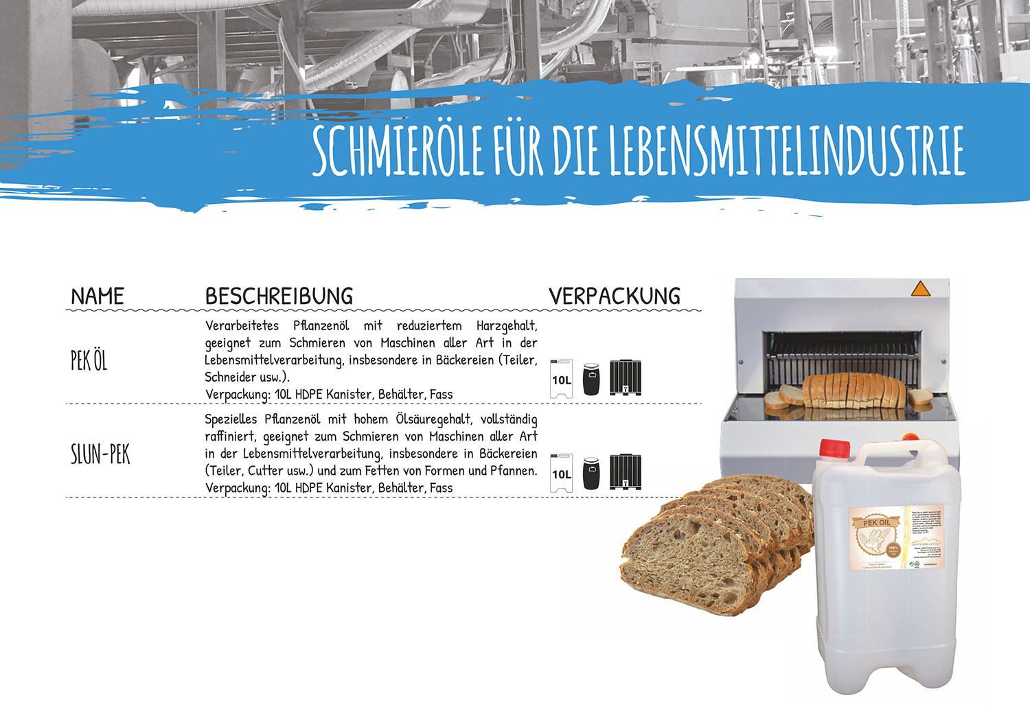 Schmieröle für die Lebensmittelindustrie